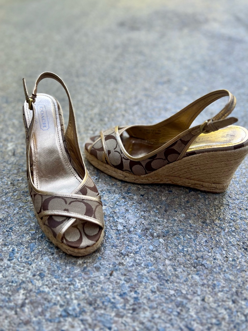COACH Kara Signature Wedge Espadrille Sandals - Picture 4 of 15